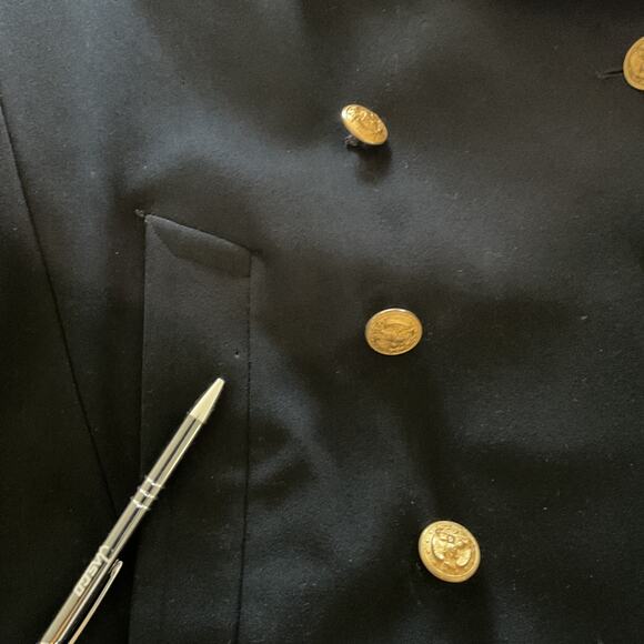 VTG 1942 WWII USN Navy Officers Bridgecoat Peacoat Wool Sz 38 Black Named Dated - Picture 15 of 16